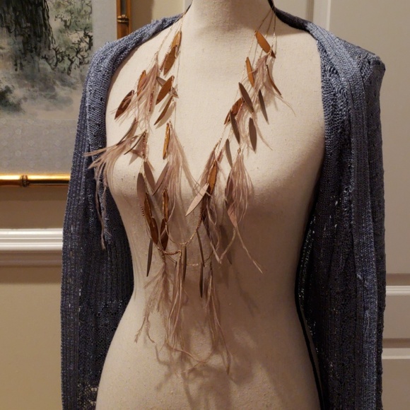 Amrita Singh Tulum Faux Ostrich Feather necklace  - NWT - Picture 2 of 5